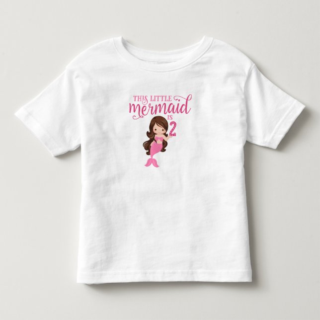 Brunette Mermaid 2nd Birthday Toddler T-shirt (Front)