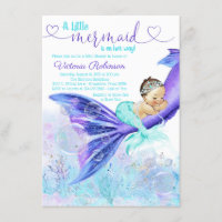 Brunette Mermaid Baby Shower Invitation