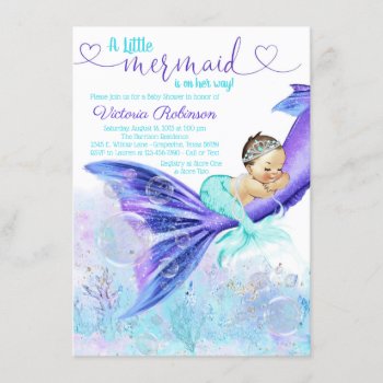Brunette Mermaid Baby Shower Invitation by The_Baby_Boutique at Zazzle