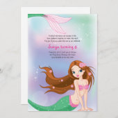 Brunette Mermaid Birthday Invitation Card | Zazzle