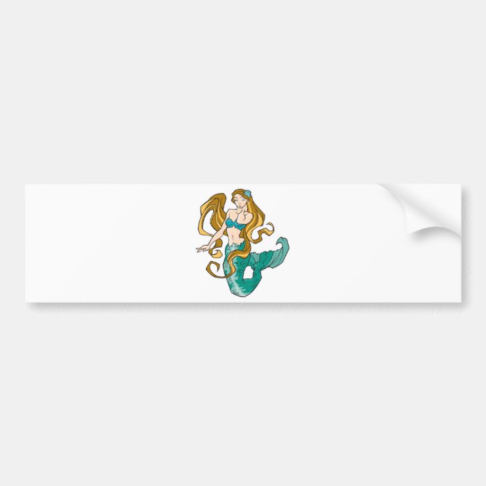 brunette mermaid bumper stickers
