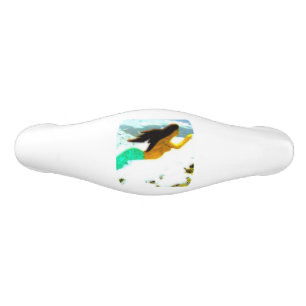 brunette mermaid ceramic drawer pull