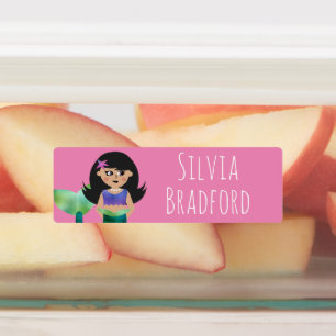 Brunette Mermaid Girls Daycare School Waterproof Kids' Labels