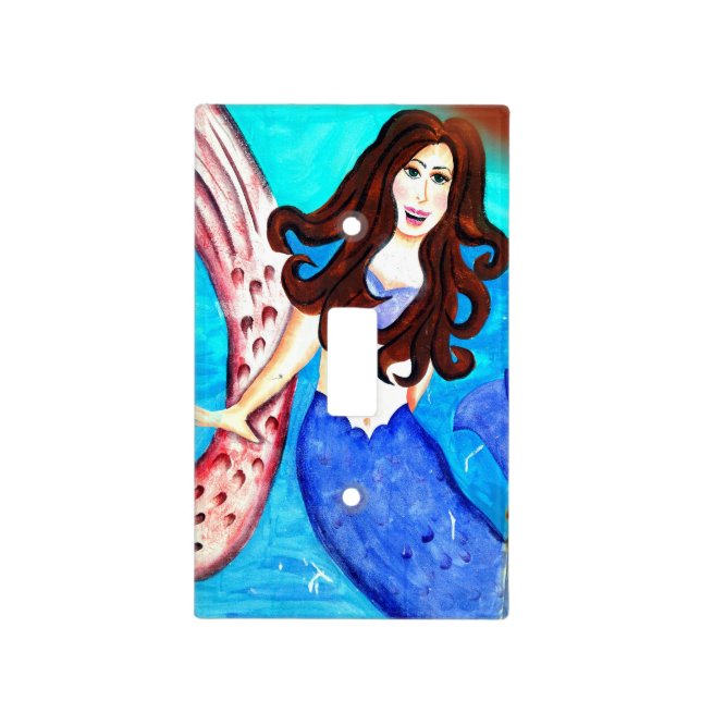 brunette mermaid light switch cover (Front)