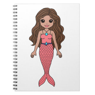 Brunette Mermaid Notebook