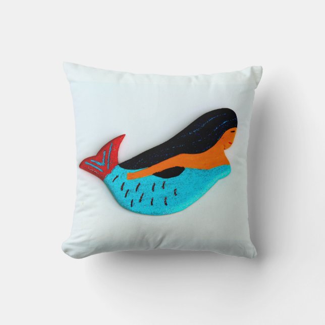 brunette mermaid pillow (Front)