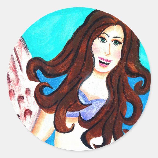 brunette mermaid sticker (Front)
