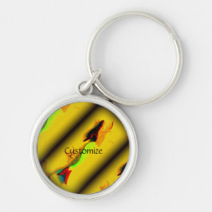 Brunette mermaid swimming Thunder_Cove Keychain