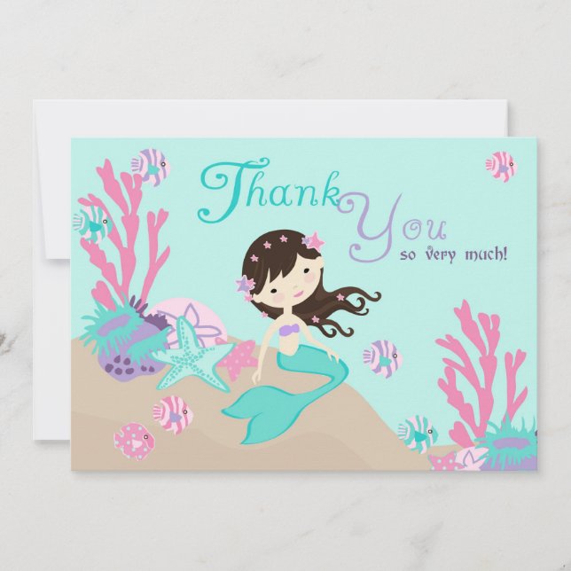 Brunette Mermaid Thank You (Front)