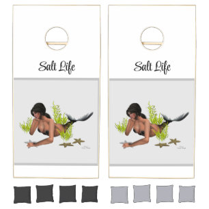 Brunette Mermaid With Starfish Cornhole Set