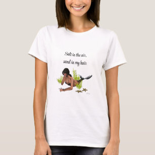 Brunette Mermaid With Starfish Women's T-Shirt