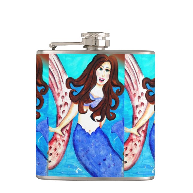 brunette mermaids flask (Front)