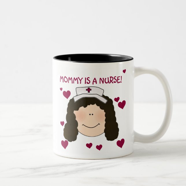 Brunette Mommy is a Nurse Two-Tone Coffee Mug (Right)