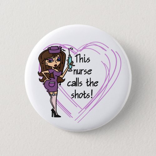 Brunette Nurse T_shirts and Gifts Pinback Button