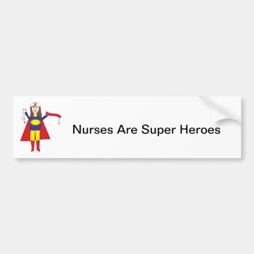 Brunette Nurses Super Hero Bumper Sticker