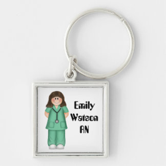 Brunette Personalized Nurse Keychain