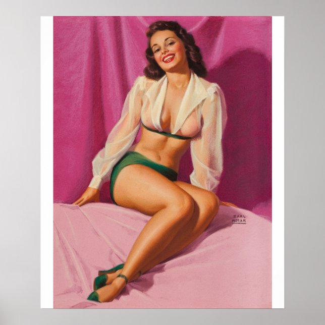 Brunette Pin Up Art Poster (Front)
