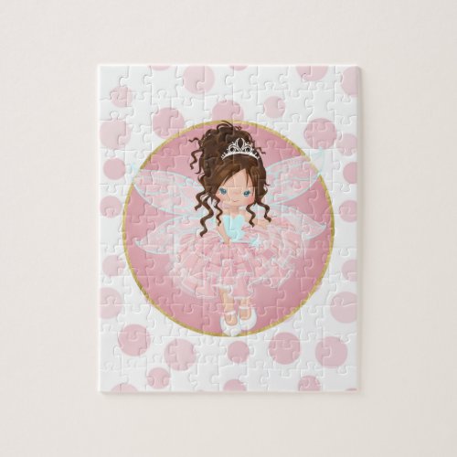 Brunette Pink Fairy Jigsaw Puzzle