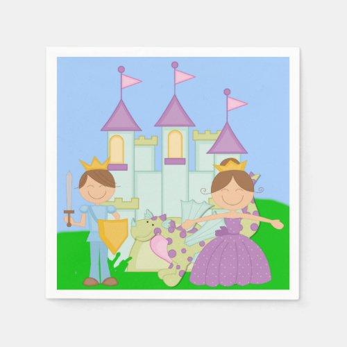 Brunette Prince and Princess Paper Napkins