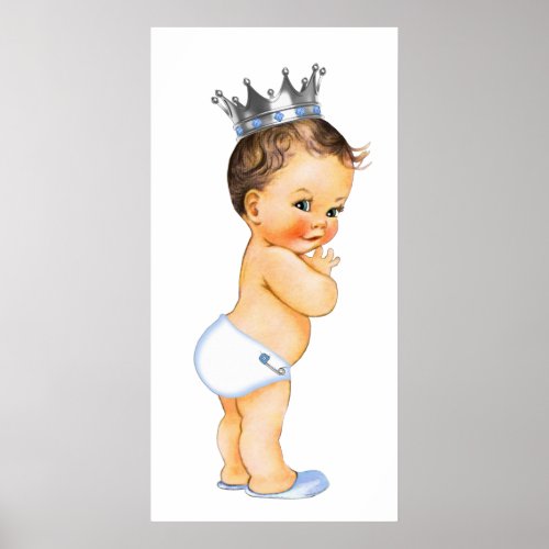 Brunette Prince Baby Shower Poster