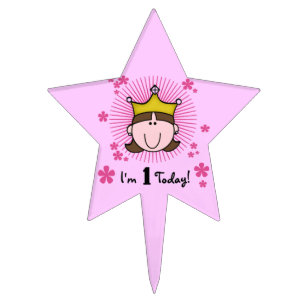 Brunette Princess1st Birthday Cake Topper