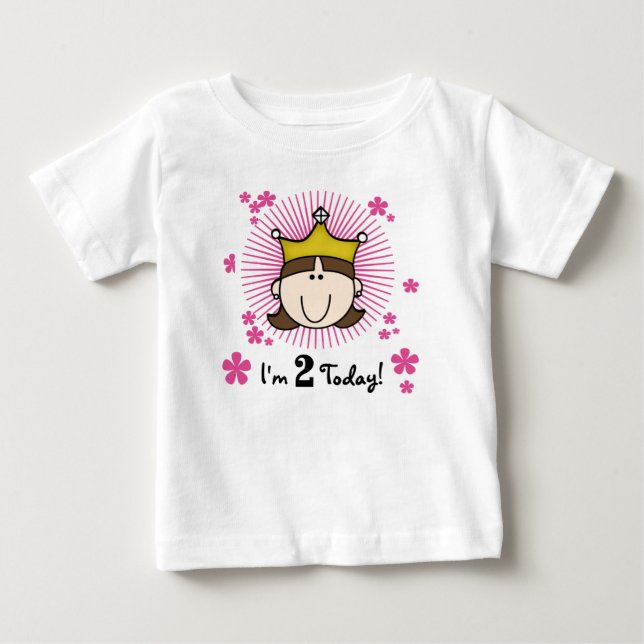 Brunette Princess 2nd Birthday Baby T-Shirt (Front)