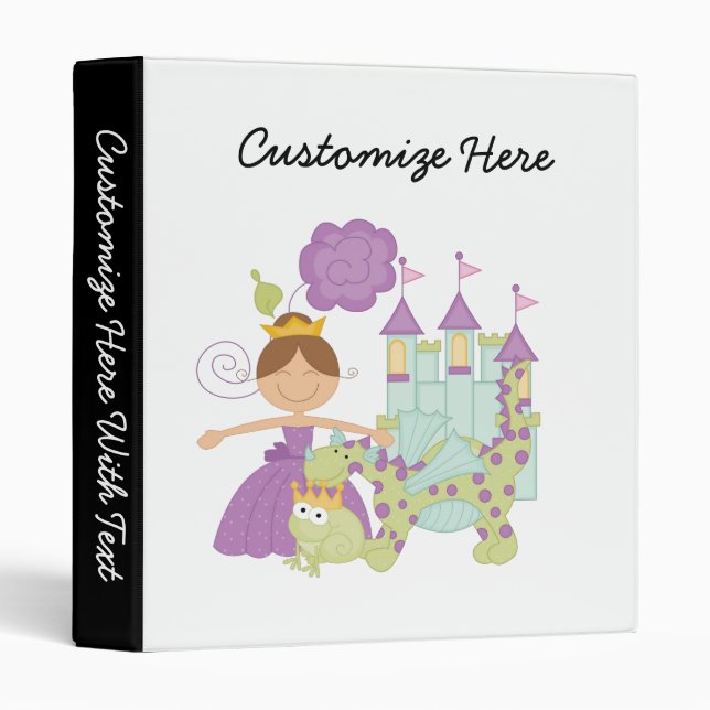 Brunette Princess 3 Ring Binder (Front/Spine)