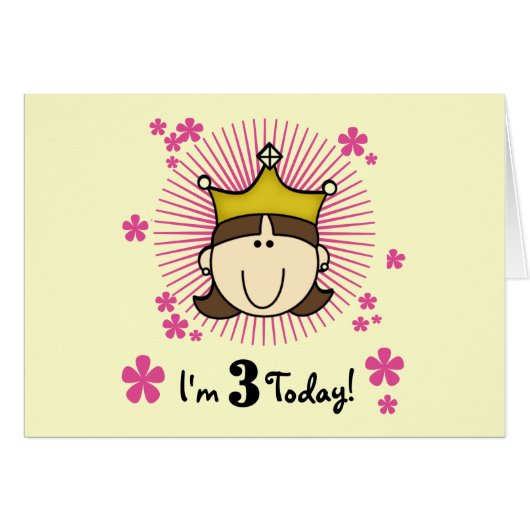 Brunette Princess 3rd Birthday Tshirts and Gifts (Front Horizontal)