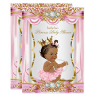 Brunette Princess Baby Shower Pink Silk dark Card