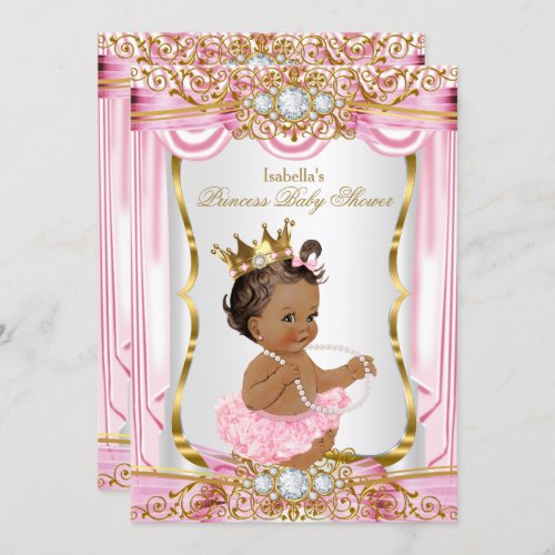 Brunette Princess Baby Shower Pink Silk dark Invitation