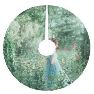 Brunette Princess: Fairy Forest Watercolor Brushed Polyester Tree Skirt