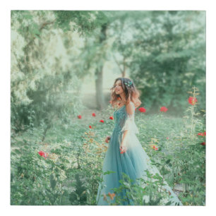 Brunette Princess: Fairy Forest Watercolor Faux Canvas Print