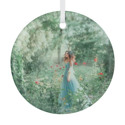 Brunette Princess: Fairy Forest Watercolor Glass Ornament