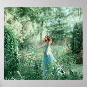 Brunette Princess: Fairy Forest Watercolor Poster