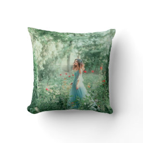 Brunette Princess: Fairy Forest Watercolor Throw Pillow