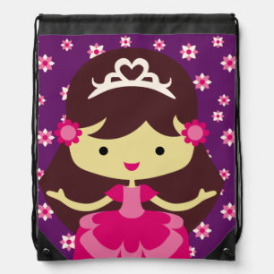 Brunette Princess Floral Drawstring Bag