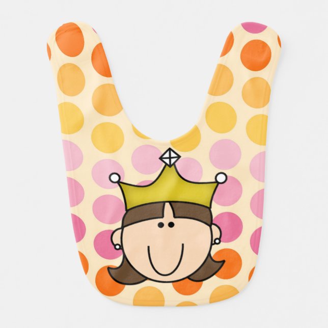 Brunette Princess on Dots Bib (Front)