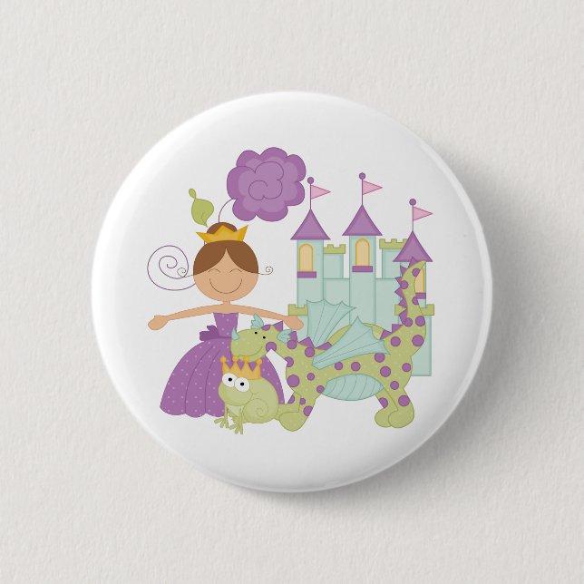 Brunette Princess Pinback Button (Front)