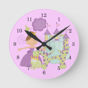 Brunette Princess Round Clock