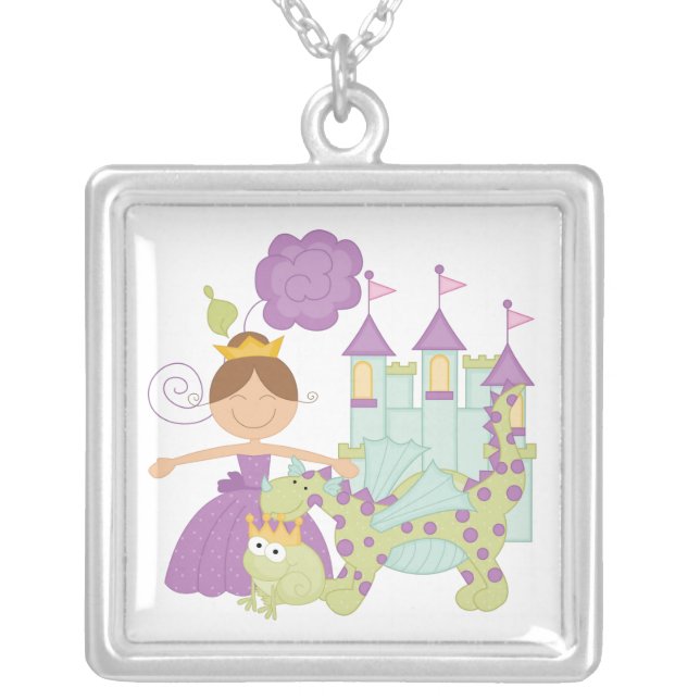 Brunette Princess Silver Plated Necklace (Front)