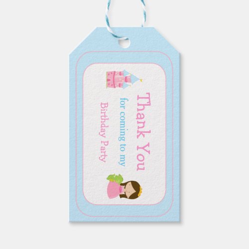 Brunette Princess Thank You Gift Tag