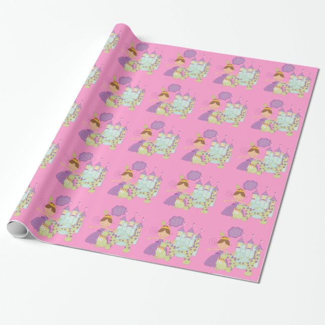 Brunette Princess Wrapping Paper (Unrolled)