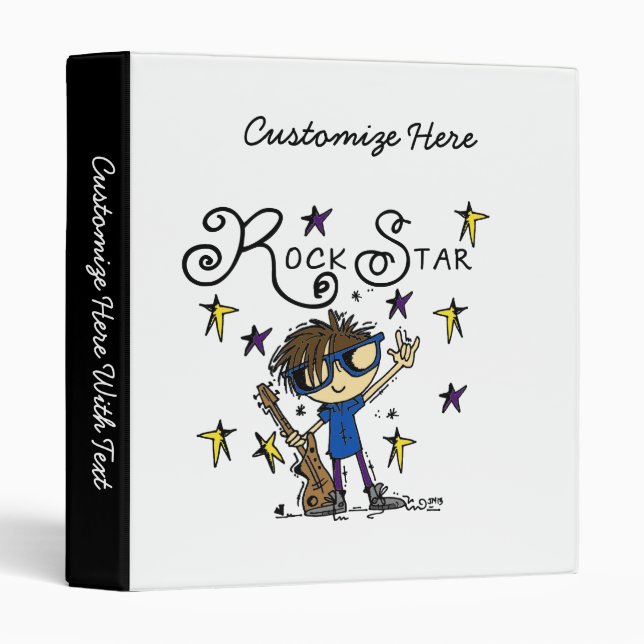 Brunette Rock Star 3 Ring Binder (Front/Spine)