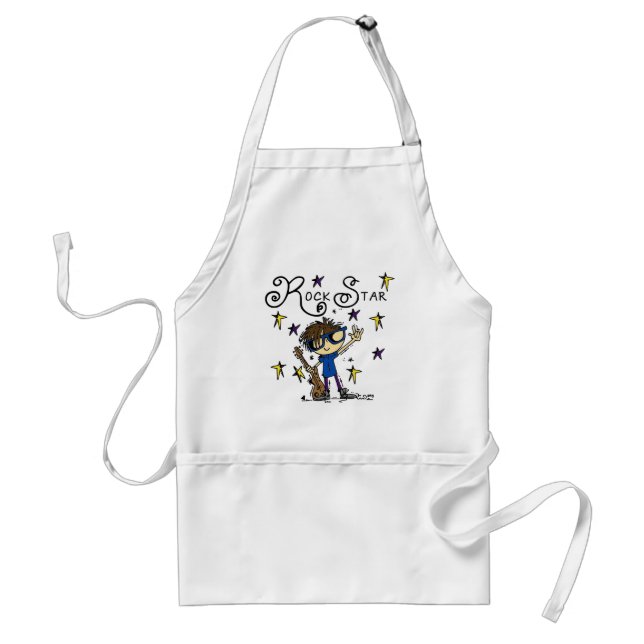 Brunette Rock Star Adult Apron (Front)