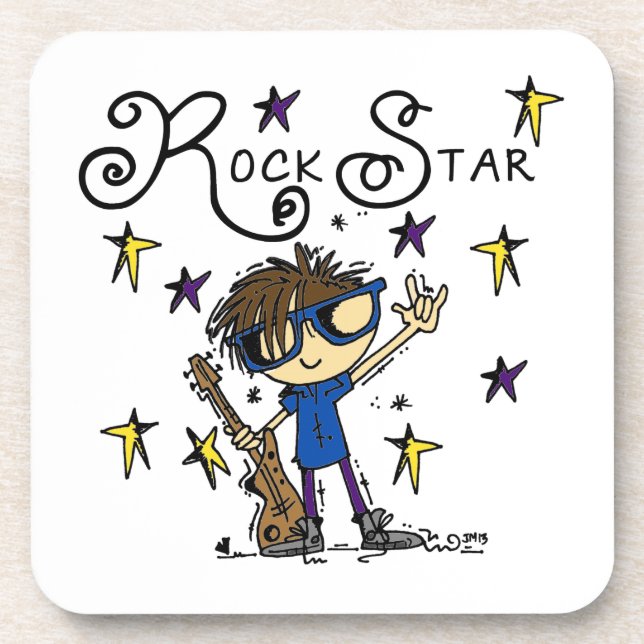 Brunette Rock Star Beverage Coaster (Front)