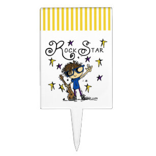 Brunette Rock Star Cake Topper
