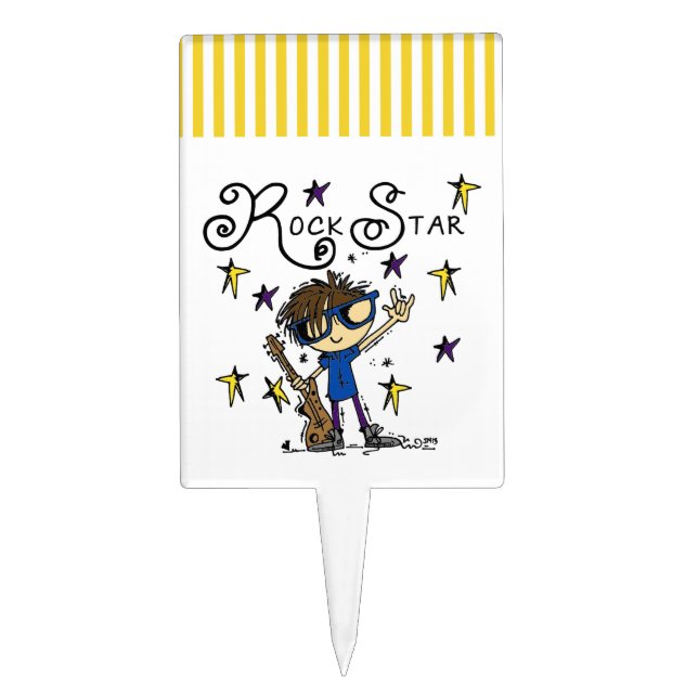 Brunette Rock Star Cake Topper (Front)