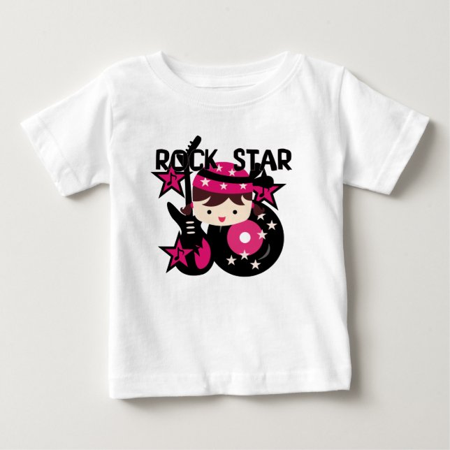 Brunette Rock Star Girl Baby Sleeveless Dress Baby T-Shirt (Front)