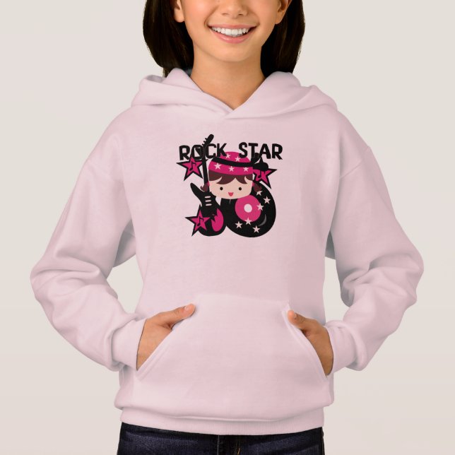 Brunette Rock Star Girl Hoodie (Front)