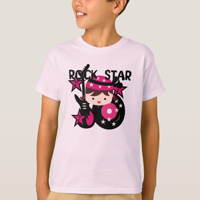 Brunette Rock Star Girl T-Shirt (Front)